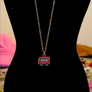 London bus pendant on gold metal chain